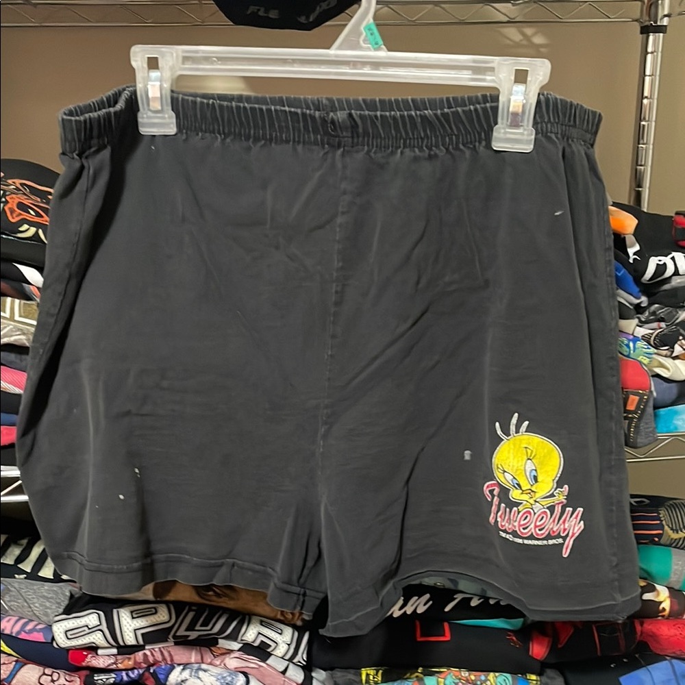 1996 Vintage Womens Black Tweety Bird Graphic Shorts